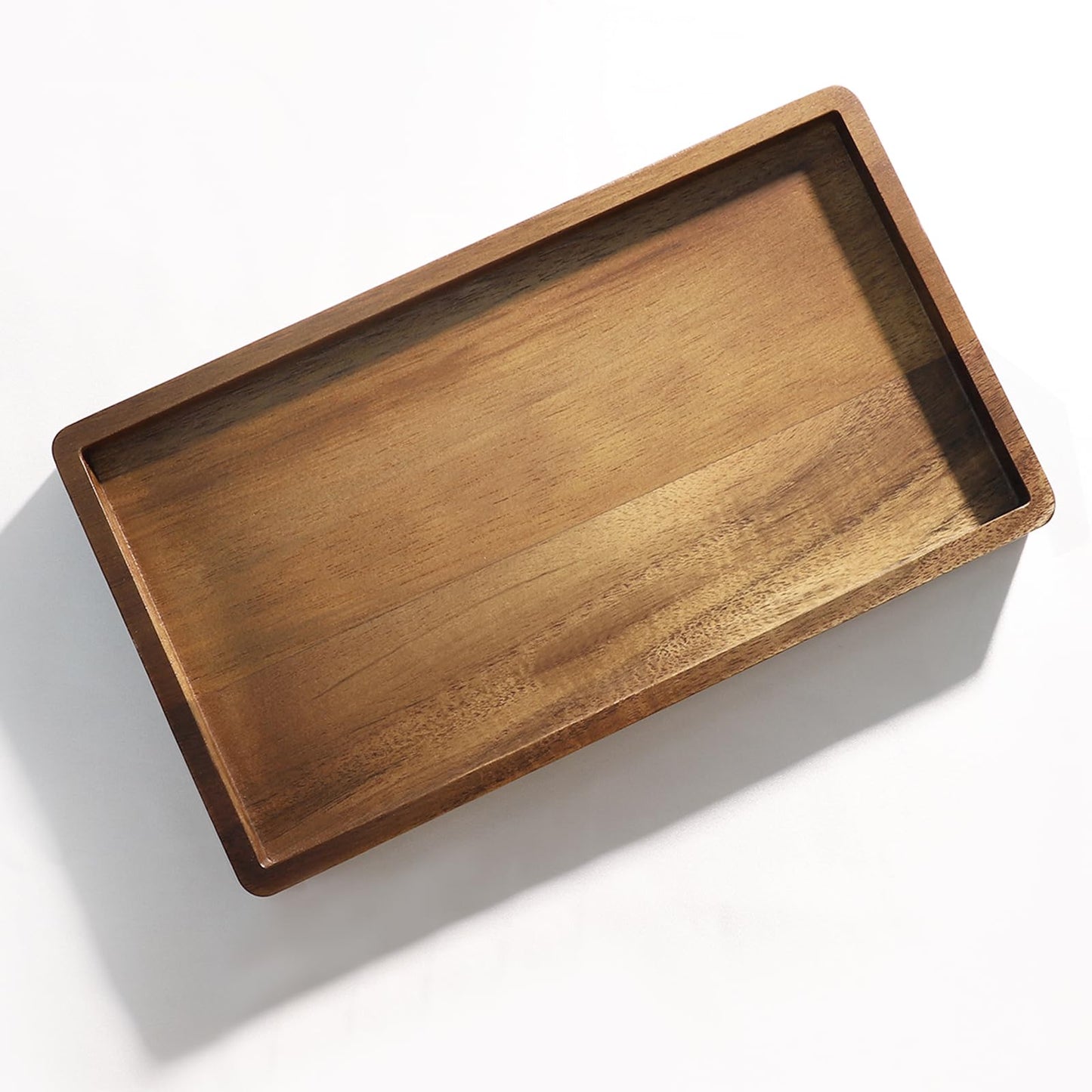 FONMY Rectangular Small Bathroom Vanity Tray for Countertop Makeup Perfume Jewelry Decor Candle Keys,Kitchen Tray for Soap Dispenser Spice,Solid Wood Toilet Tray,9.25inch L
