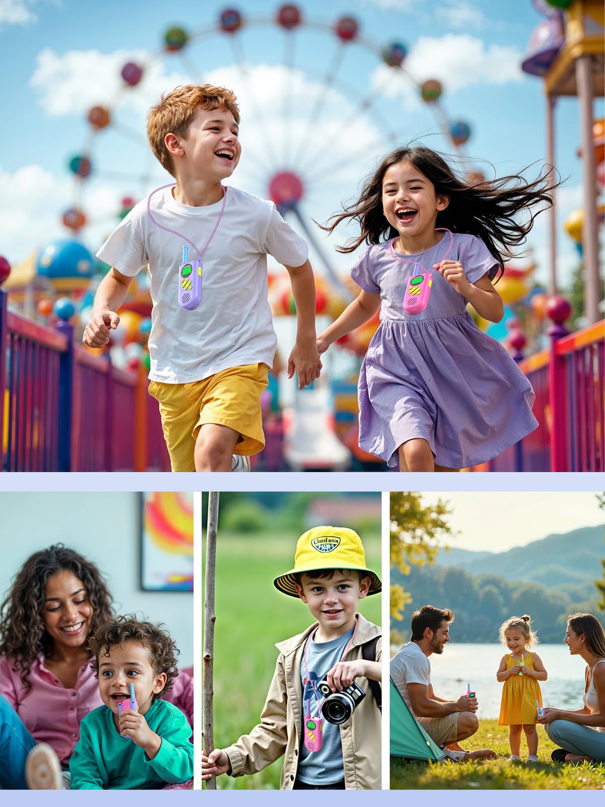 Inspireyes Walkie Talkies for Kids, Rechargeable Long Range 3 Pack, Kids Toys for Boys Girls Ages 3-12, 2 Way Radio Toy, Outdoor Adventure Toys, Camping Hiking Gear, Birthday Gifts for Kids