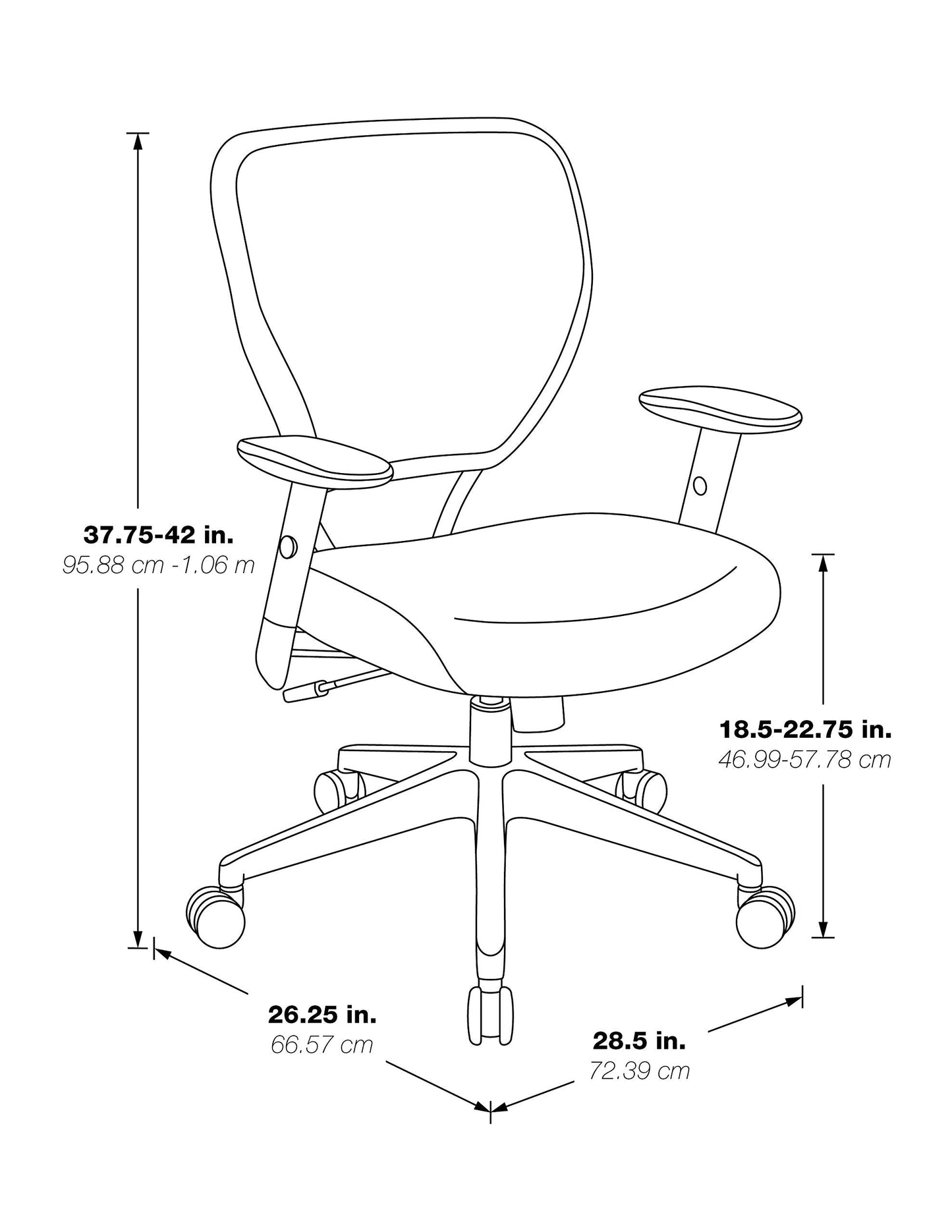 Space Seating 55 Series Air Grid Back Adjustable Manager's Task Chair with Built-in Lumbar Support and Angled Arms, Antimicrobial Dillon Stratus Faux Leather