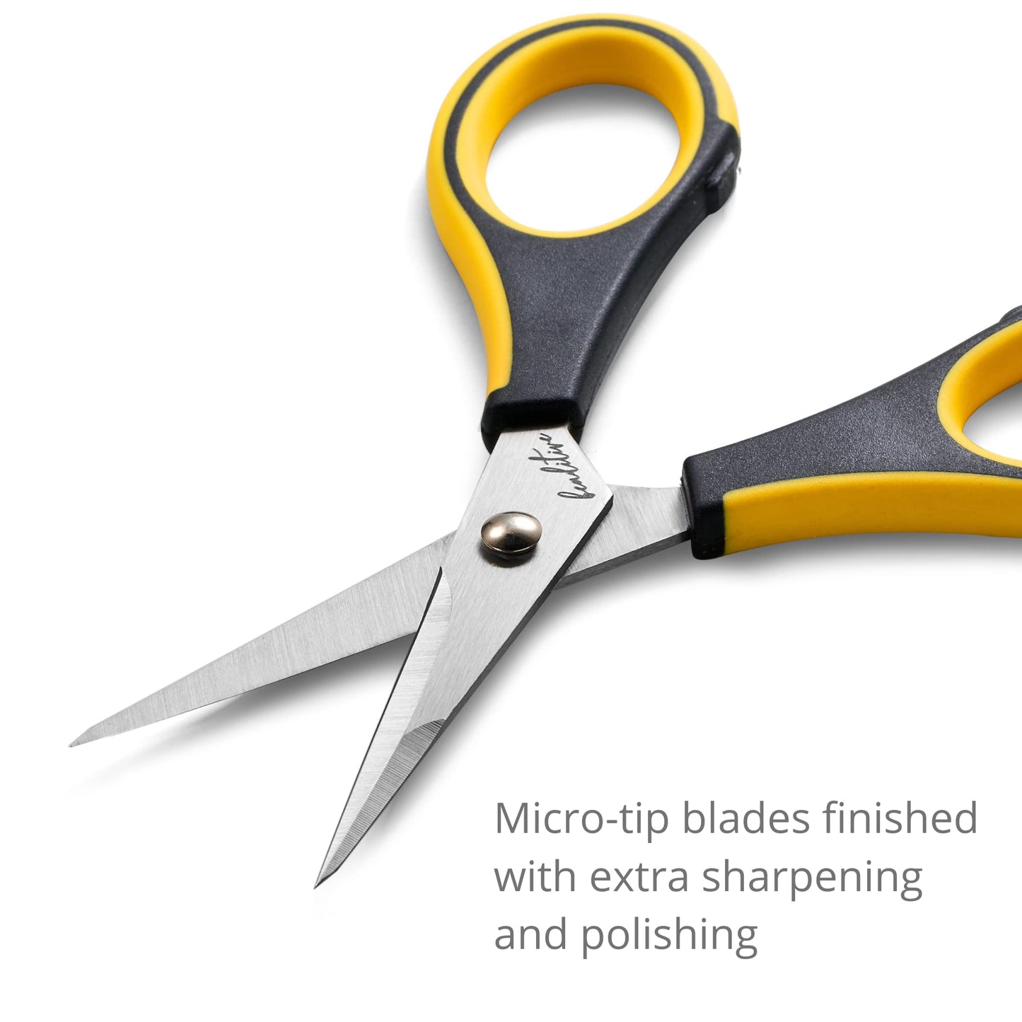 Beaditive Precision Craft Scissors - Stainless Steel Paper Crafting with Safety Cap Ultra Sharp Blades & Non-Slip TPR Handles Adult Kid Scrapbooking for Home, Office, School, Yellow