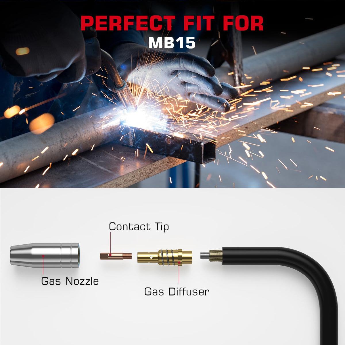ARCCAPTAIN 6-in-1 Aluminum MIG Welder 200A & MB15 15AK MIG Welding Gun Kit