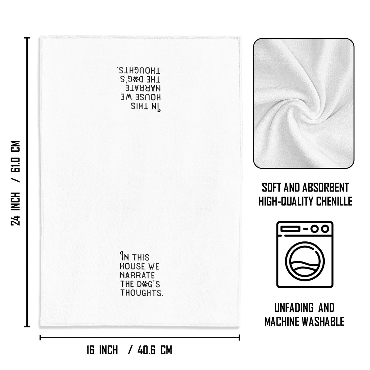 WFSM Dog Gifts Kitchen Towels - in This House We Narrate The Dogs Thoughts, Dog Decor Kitchen Towels, Dog Hand Towels, Dog Dish Towels for Kitchen, Gifts for Dog Lovers, 16×24 Inches