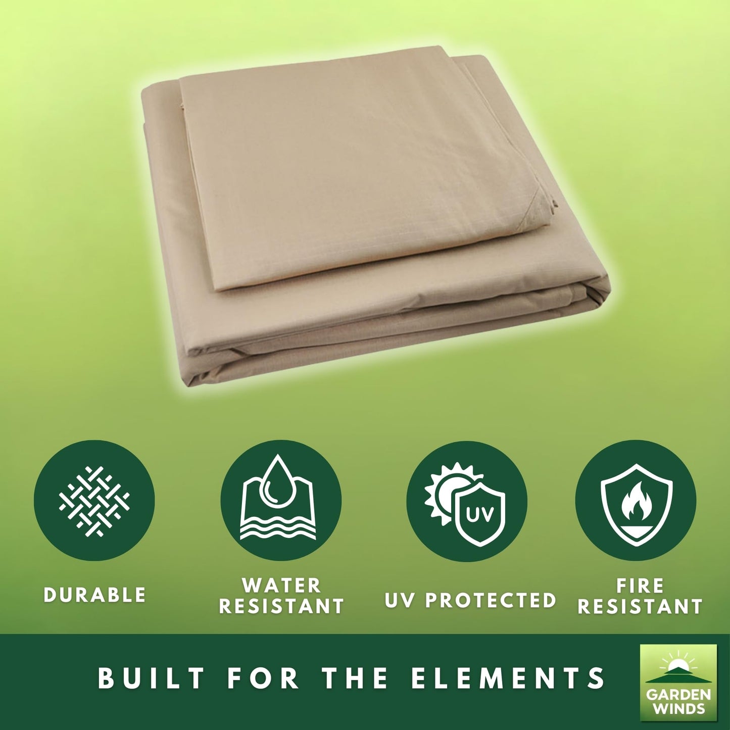 Garden Winds Reinforced Replacement Canopy Top Cover Compatible with The 8633934 Casual Way Awning 10' x 12' Gazebo - Classic Sand, Riplock 350