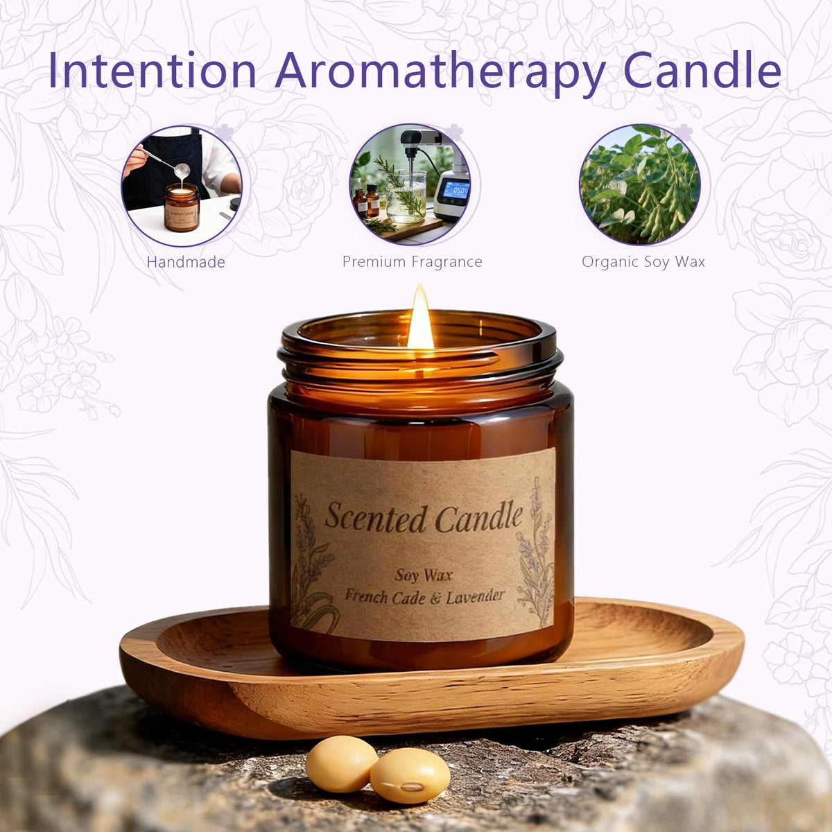 VOTTOUCC Scented Candles Gift Set - 3 Pack - Natural Soy Wax Aromatherapy Candle Trio for Stress Relief, Morning Energy, Focus & Sleep - Wellness Gifts for Women, Daily Mindfulness Rituals