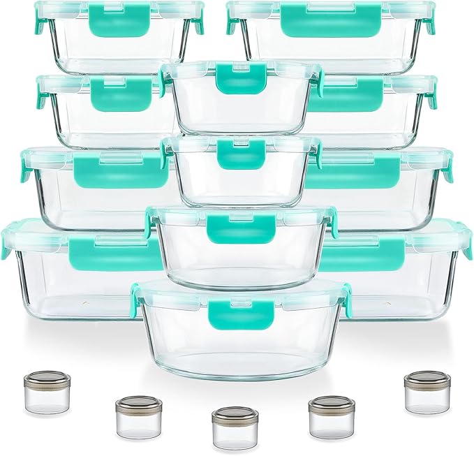 34pcs Glass Food Storage Containers