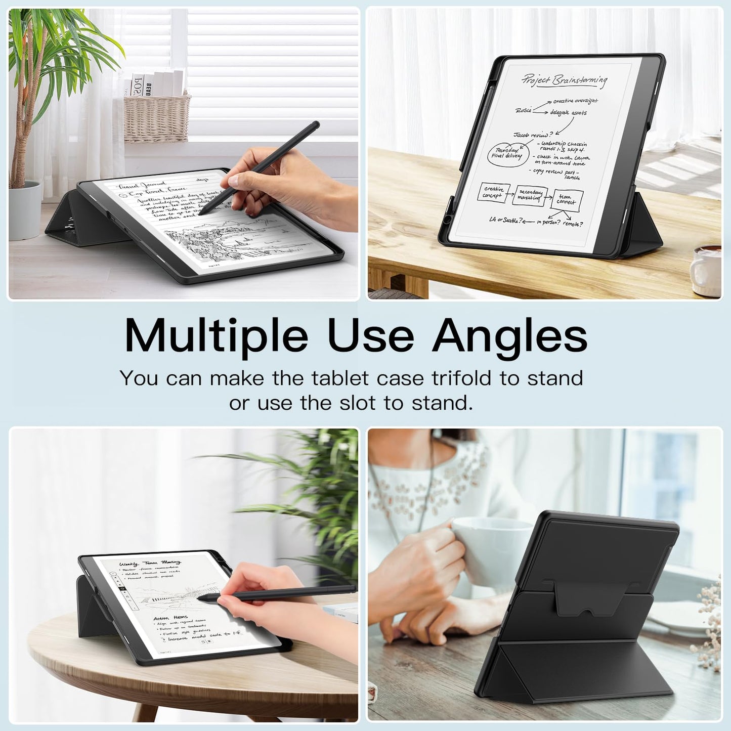 MoKo Stand Case for Kindle Scribe (2024/2022 Released) - Premium Leather Trifold Stand Cover with Pen Holder, Auto Sleep/Wake for 10.2" Amazon Kindle Scribe 2024/2022, Black