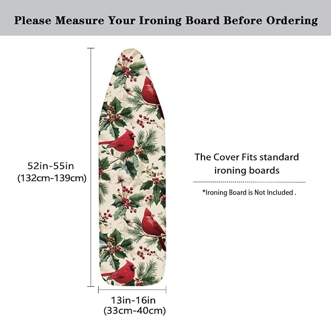 Christmas Birds Ironing Board Cover Cover Heat-Reflective Scorch Resistant Soft