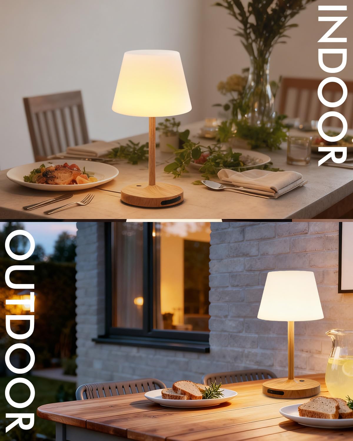 SAIWEYA Outdoor Waterproof Shower Lamp, 5200mAh Cordless Rechargeable Table Lamp with Touch Dimming, IP65 Wireless LED Night Light for Patio, Camping, Bathroom, Restaurant & Kitchen