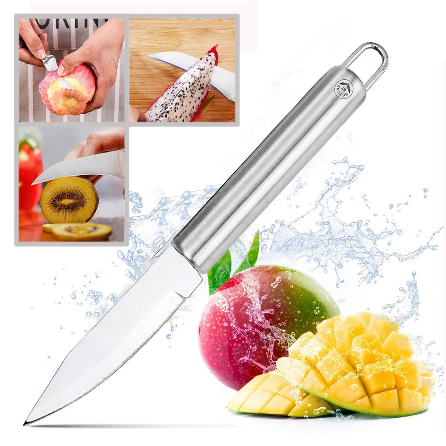 NewlineNY Stainless Steel Kitchen Tools: Zester Grater with Channel Knife, Apple Cupcake Corer, Fruit and Melon Scooper, Fruit & Veggie cutting knife, 4 Pcs Set