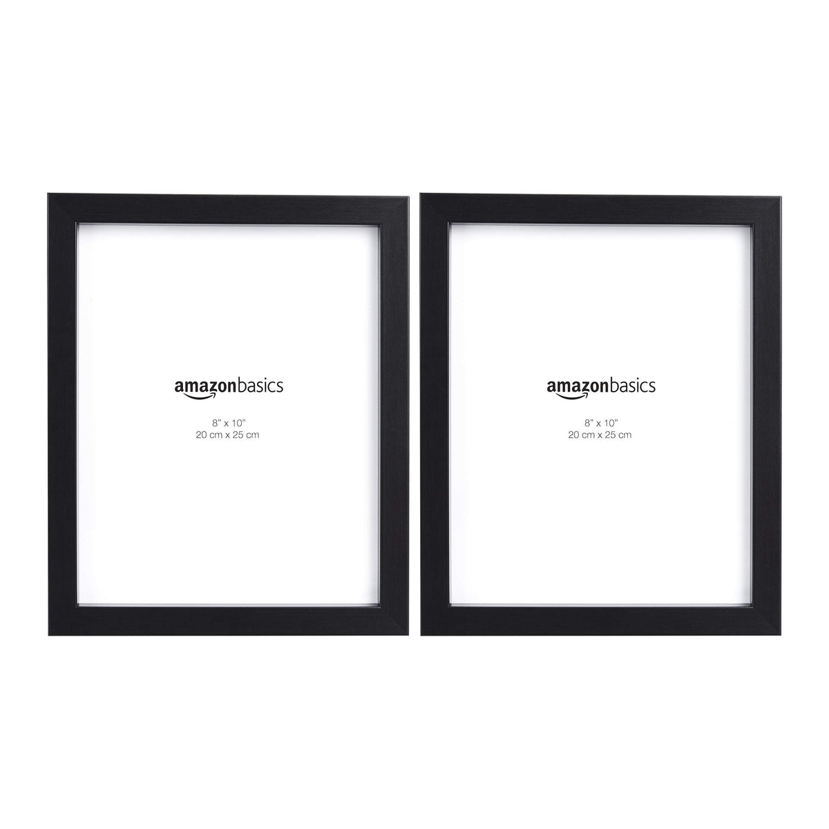 Amazon Basics Rectangular Photo Picture Frame, 8 x 10 in, Pack of 2, 11.22 x 9.21 inches, Black