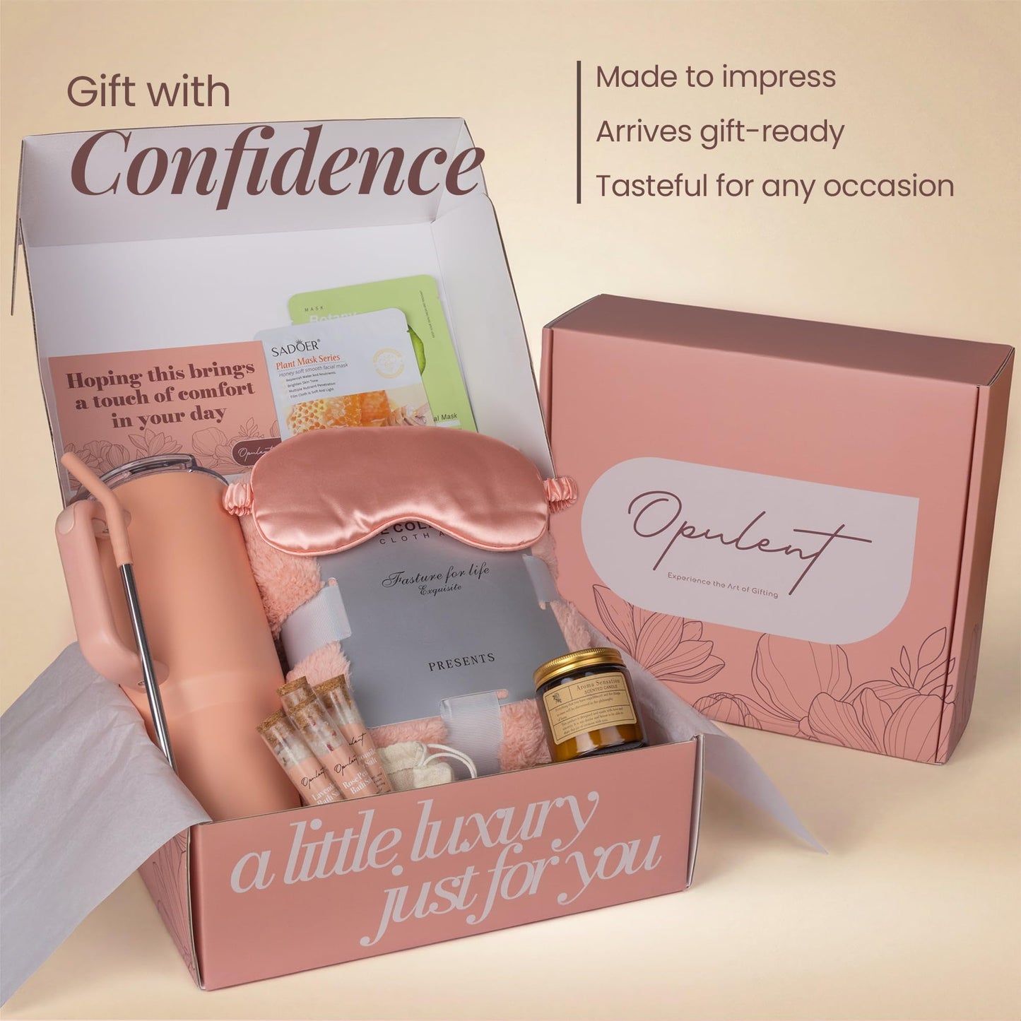 Opulent Luxury Self Care Gifts for Women - Hug in a Box Comfort Care Package - Spa Gift Set with 40 oz Tumbler & Cozy Blanket - Ideal for Get Well, Thinking of You, Birthday, Sympathy & Corporate