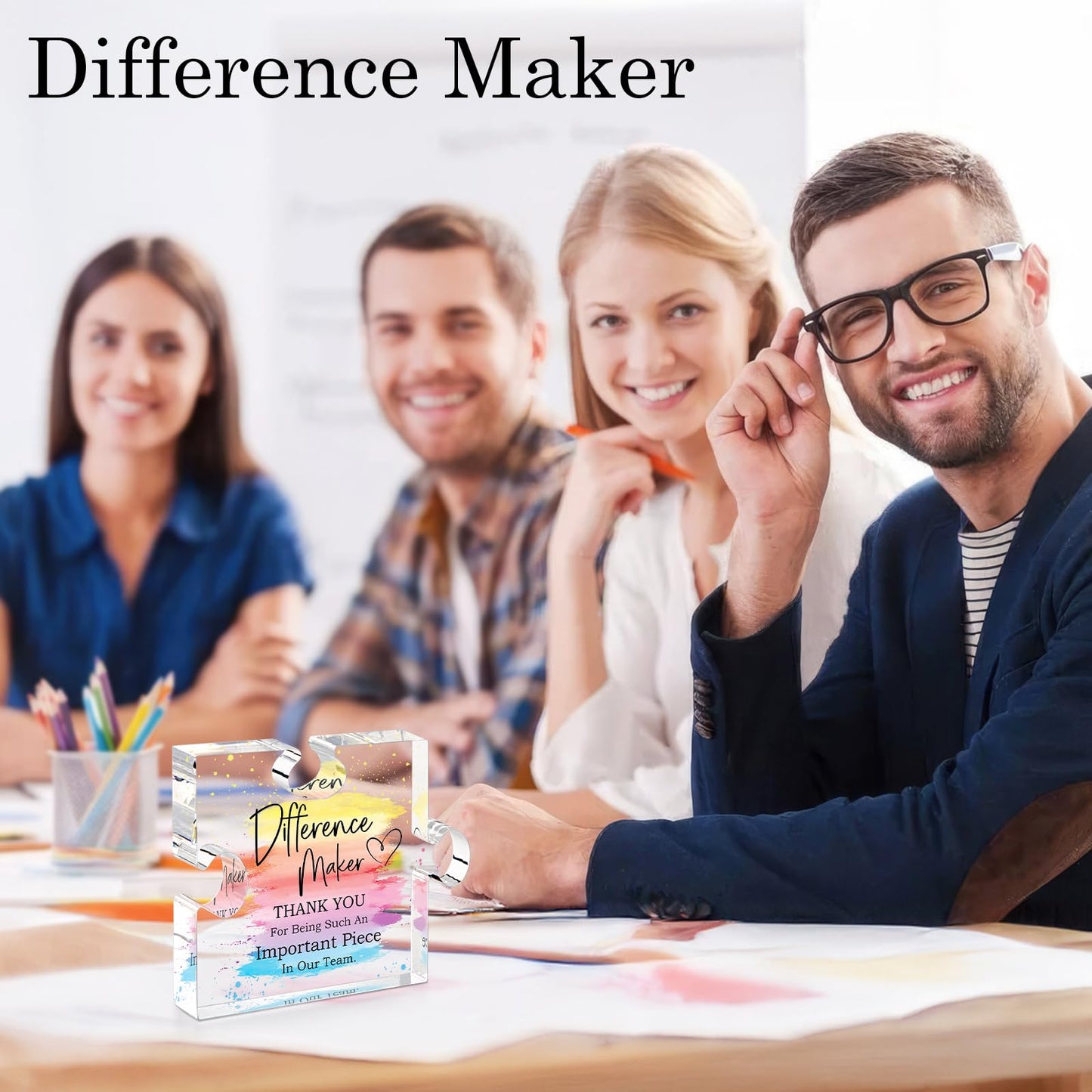 Difference Maker Gift Appreciation Gifts for Leader Boss Employee Coworker Teacher Staff Mentor Coach Manager Appreciation Thank You Gifts Coworker Gifts Office Gifts Retirement Gifts Acrylic Puzzle