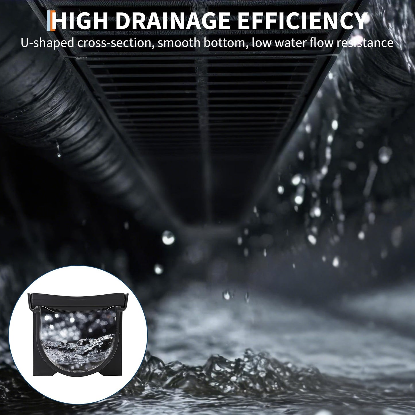 GarveeTech 5-Pack 39.4" l Channel Drain System with Plastic Grate, Heavy-Duty HDPE Trench Drain for Driveway, Landscape, Patio, Pool, Yard & Roof Runoff | 5.9" w x 5.1" h | Weather-Resistant