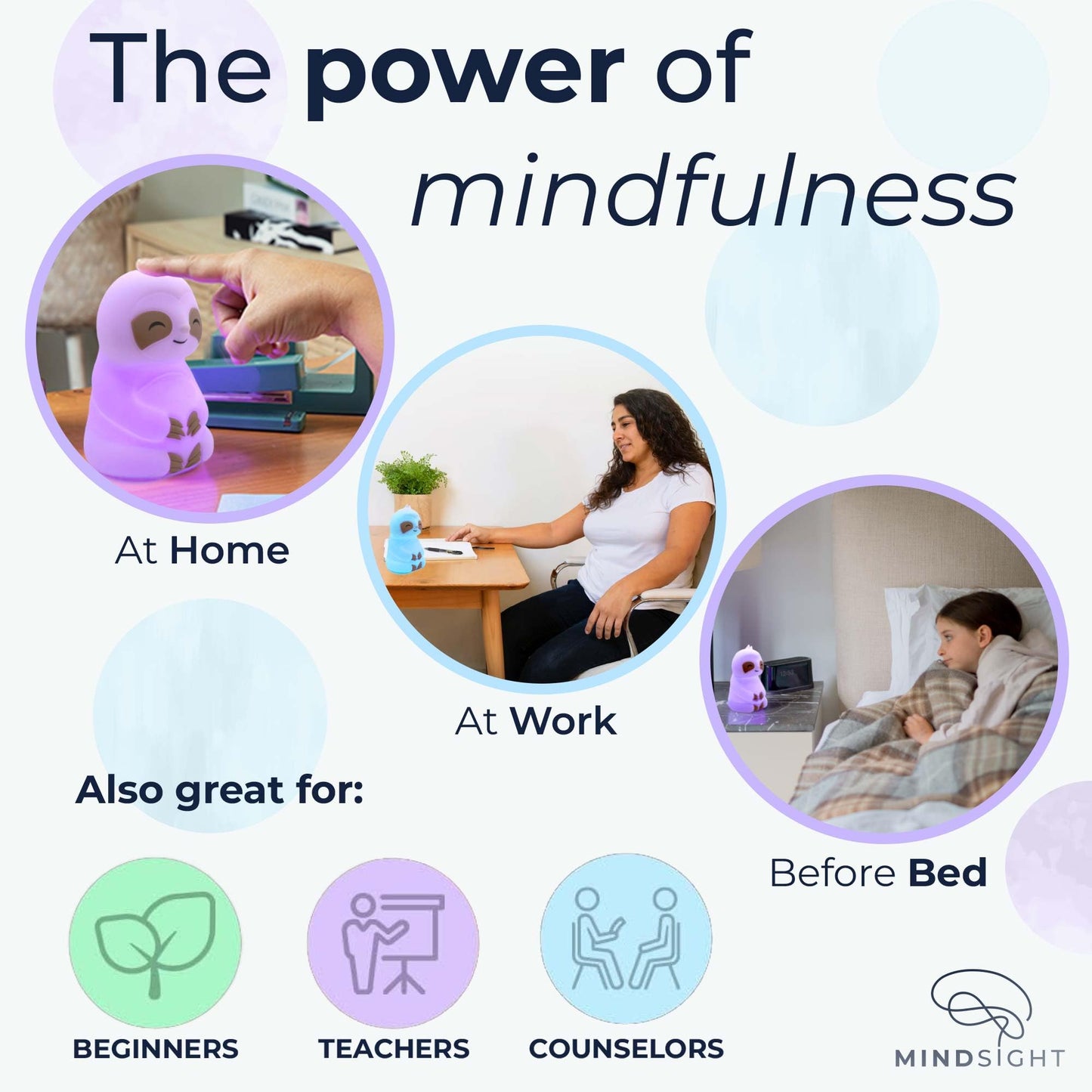 Mindsight 'Breathing Buddha' Guided Visual Meditation | 3 Modes to Slow Your Breathing & Calm Your Mind | Stress & Anxiety Relief | Wellness Gift | Adults, Kids, Classrooms | USB Rechargeable