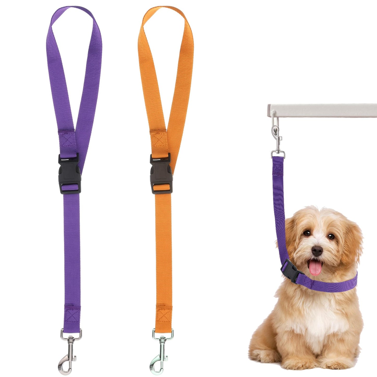 Heclia Pet Dog Grooming Loops Nylon Restraint Noose Adjustable Fixed Dog Cat Safety Rope for Pet Grooming Table at Home Dogs Hanging Harness for Nail Trimming Slip Leads 80 cm Safety Tether Bel 2pcs