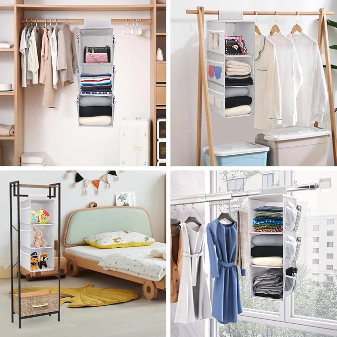 PetsHome 3-Shelf Hanging Closet Organizer, Space Saver, Closet Hanging Storage