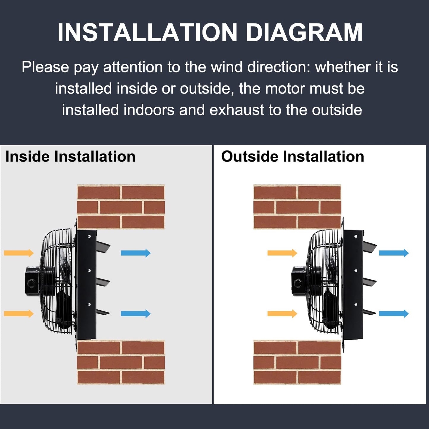 Criditpid 7 Inch Wall Shutter Exhaust Fan, Kitchen Exhaust Fan with ON/OFF Switch for Attic, Gable, Shed, Basement, Greenhouse, Garage Door Exhaust Fans, 576CFM, 1700RPM, Black