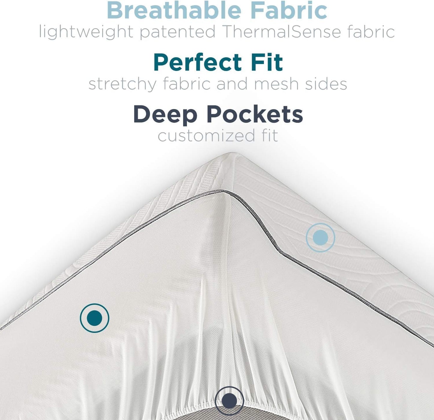 Tempur-Pedic Protect Waterproof Mattress Protector, Queen, White (Packaging May Vary)