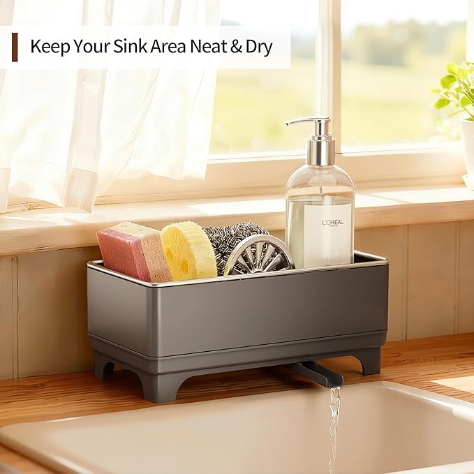 MOUKABAL Sponge Holder for Kitchen Sink – Rustproof Stainless Steel, 360°