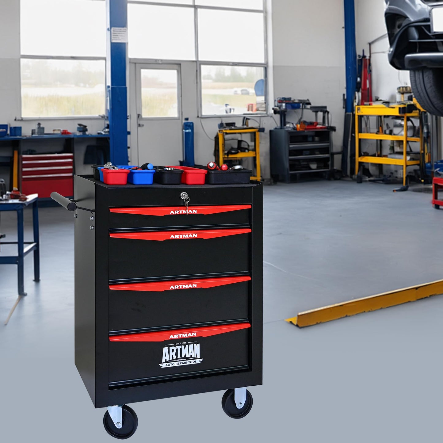 RYH 5 Drawers Rolling Tool Chest - Heavy Duty Mobile Tool Cart with Locking Wheels & Ball Bearing Drawers 30.5" H x 20.9" W x 13" D, Garage Tool Storage Cabinet (Black, 5 Drawers)
