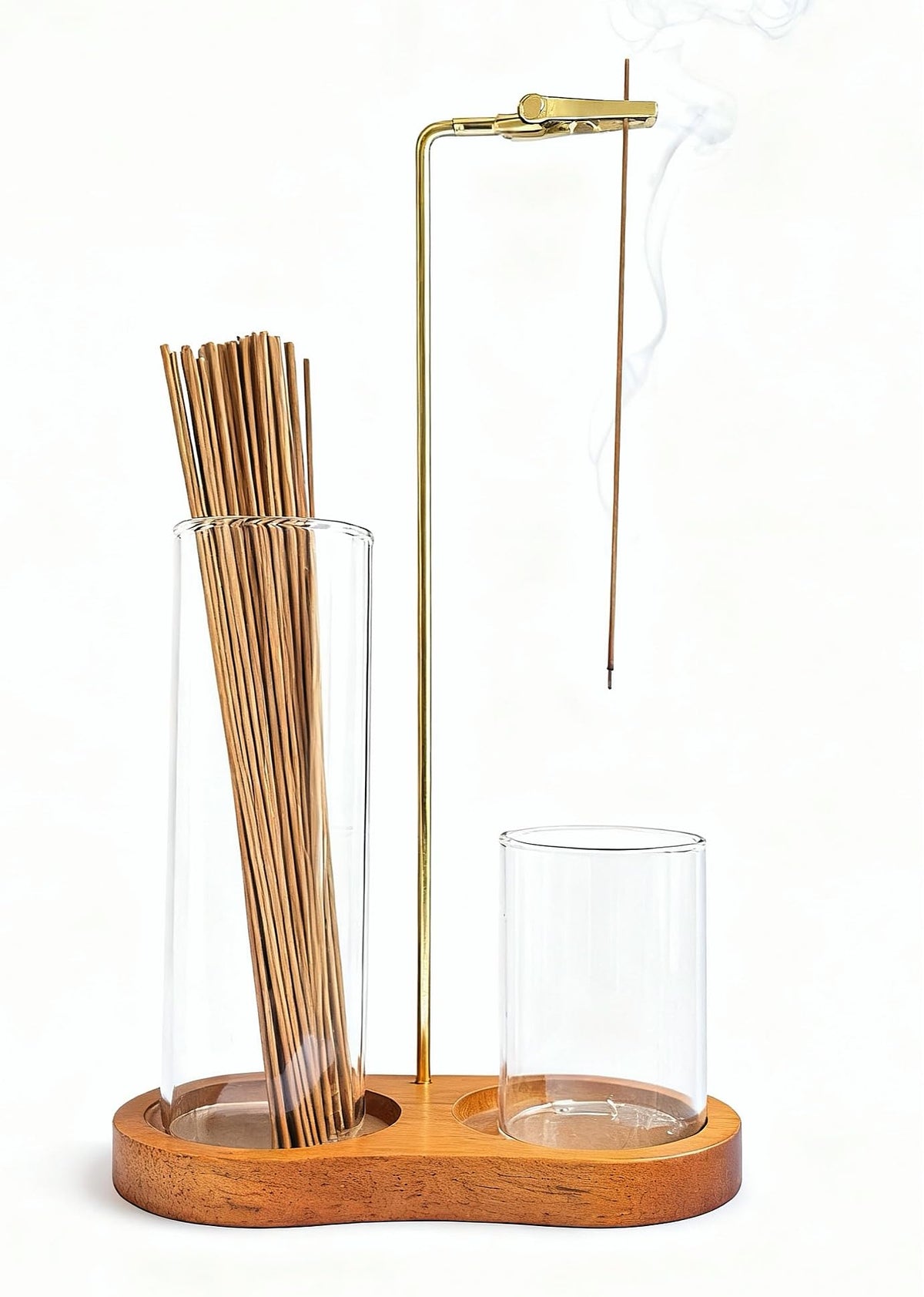 2 in 1 Glass Incense Holder & Burner with Ash Catcher – Decorative Incense Stick Holder for Aromatherapy, Yoga, Meditation