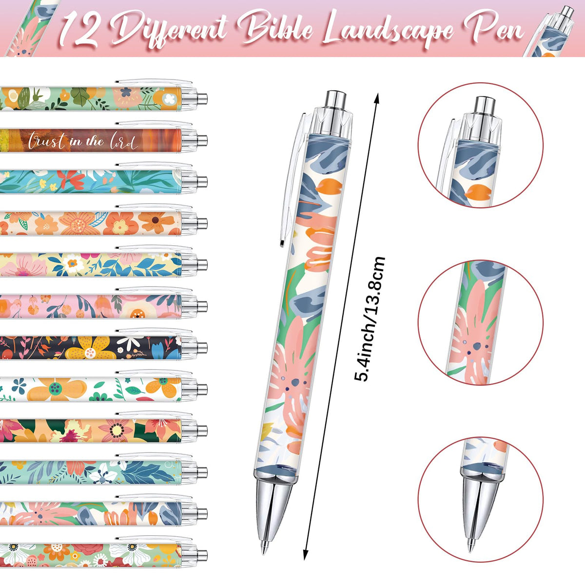 Motiskyy 24 Pcs Floral Pens Flower Ballpoint Pens Flower Notepads Set Design Line Notebook Employee Gifts Set for Student Womens History Month School Supplies, Valentine's Day, Mother's Day Gift