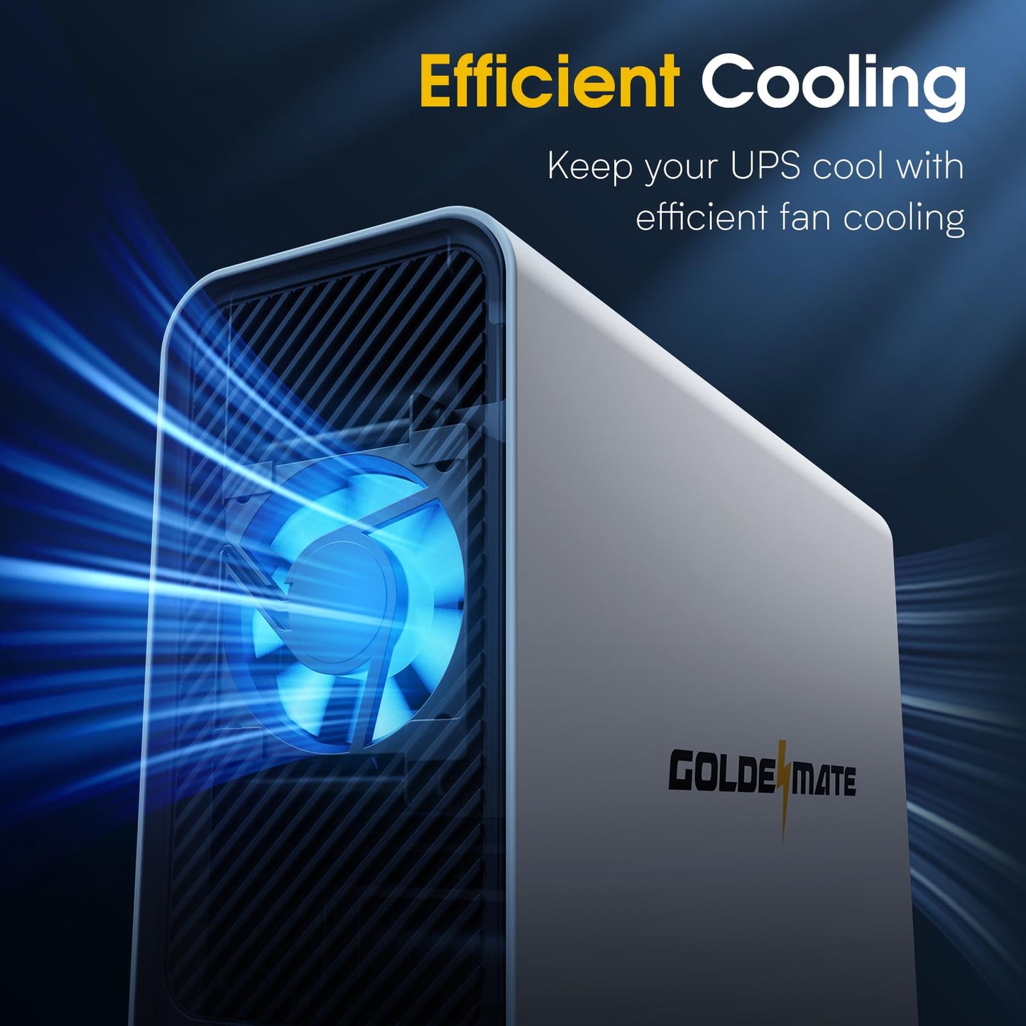 GOLDENMATE 1000VA/600W Lithium UPS Battery Backup and Surge Protector, Sinewave UPS System with LiFePO4 Battery(153.6 Wh), Upgraded Pro Ver. with Communication Port, 8 Outlets, LCD Display, White