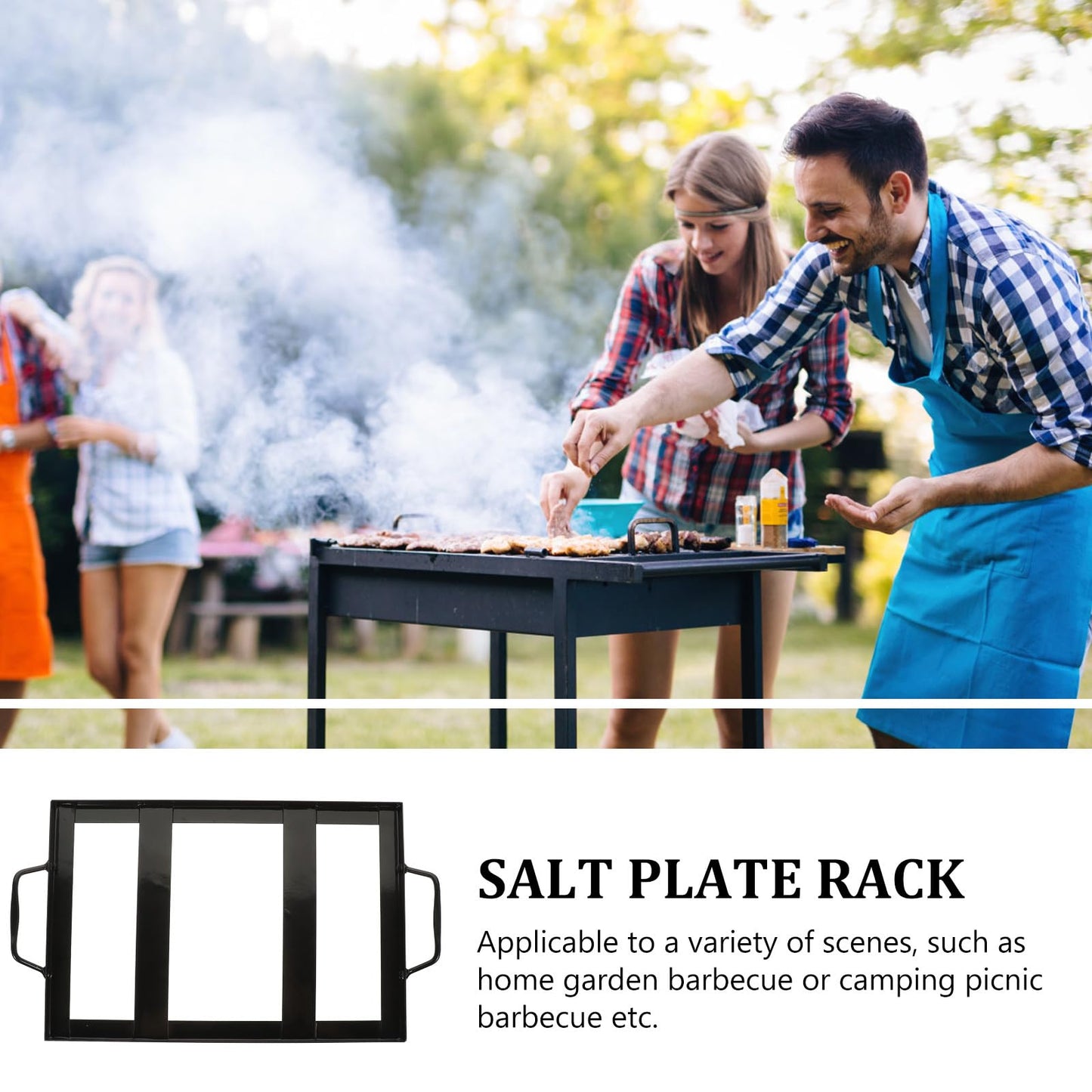YARNOW Himalayan Salt Cooking Block Tray Holder Metal Steel Himalayan Rock Salt Block Cooking Plate Tray for Cooking Grilling Cutting Serving 8"x12" Grilling Tool Essential