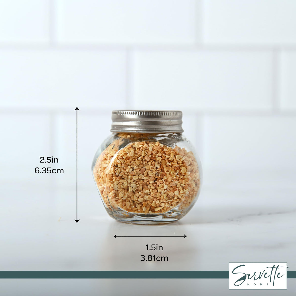 3.4 Ounce Glass Penny Spice Jar with Metal Screw Lid and Removable Shaker Top (Set of 3)