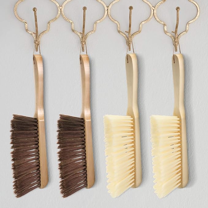 Patelai 2 Pieces Wooden Bench Brushes Fireplace Brush Natural Fiber Bench Soft