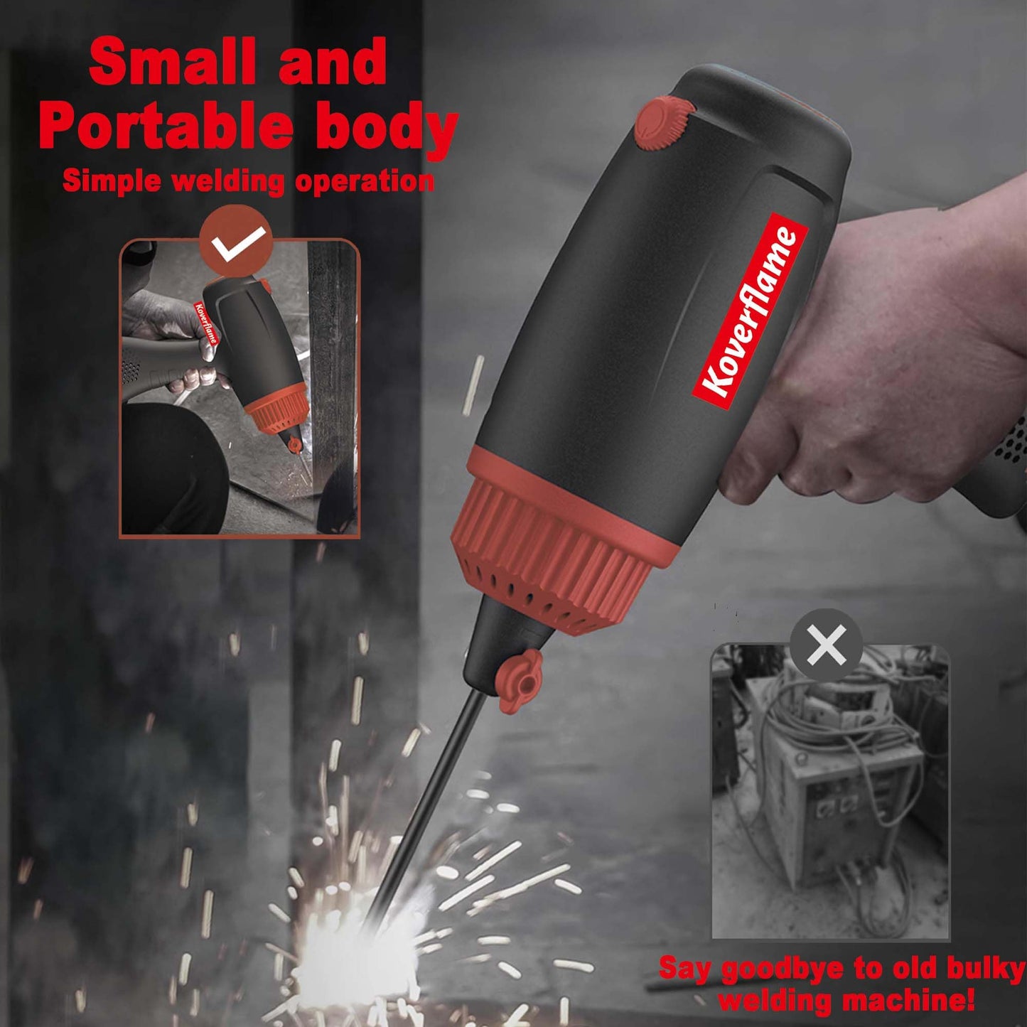 Koverflame Advanced Portable Welder, 220V Handheld Arc Machine, Electric Welding Kit with Efficient Cooling & LED Display