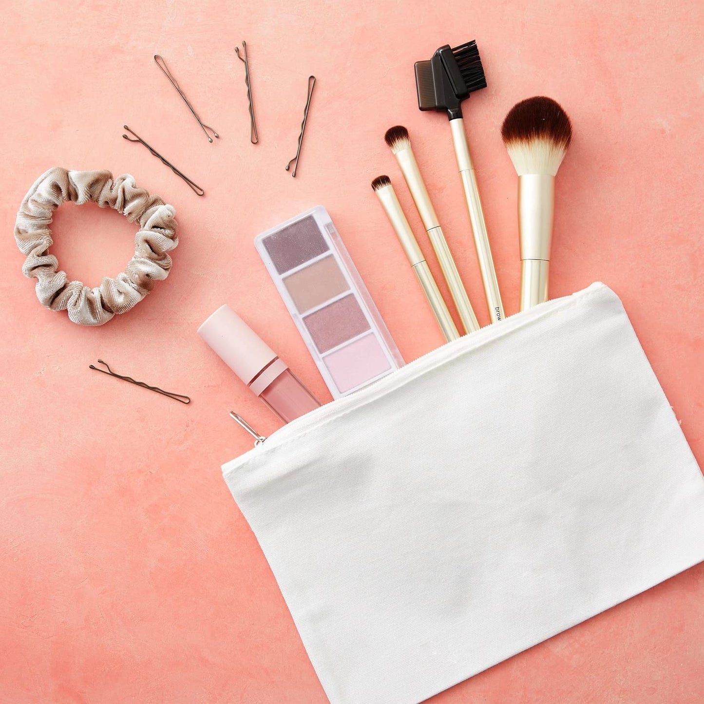 Blank Canvas Zipper Pouch, DIY Craft Bag for Cosmetics, Coins, Miniature Toiletries 12 Pack, 15 x 20 cm Off-White