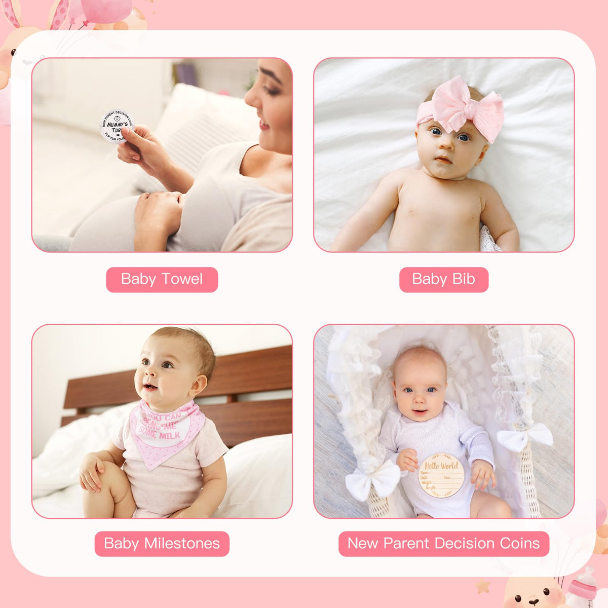 Baby Gift Set, Baby Girl Gifts, New Mom Gifts for Women, New Parents Gifts for Couples w/New Mom and Dad Tumbler Newborn Essentials for Gender Reveal, Baby Shower Pregnancy Gifts for First Time Moms