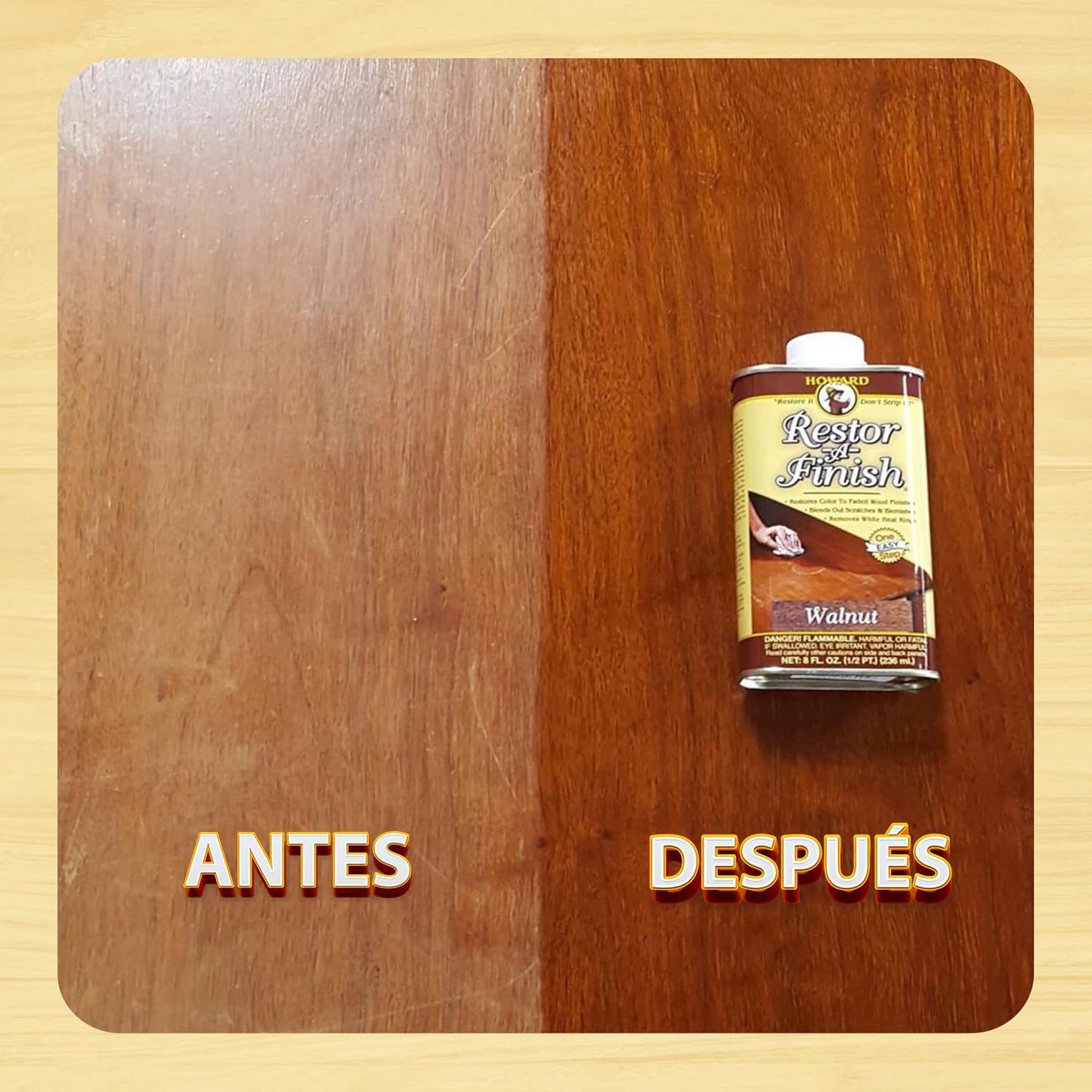 Howard Restor-A-Finish Mahogany RF5016 Restore The Original Finish Remove Heat and Stain Marks on Wooden Furniture 473ml
