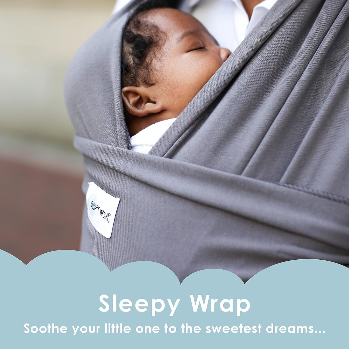 Sleepy Wrap Baby Carrier Newborn to Toddler - Hands-Free Baby Wrap Carrier - Stretchy & Ergonomic Baby Wraps Carrier - Lightweight Baby Carrier Wrap 7-35 lbs / 3-15 kg (Dark Grey)
