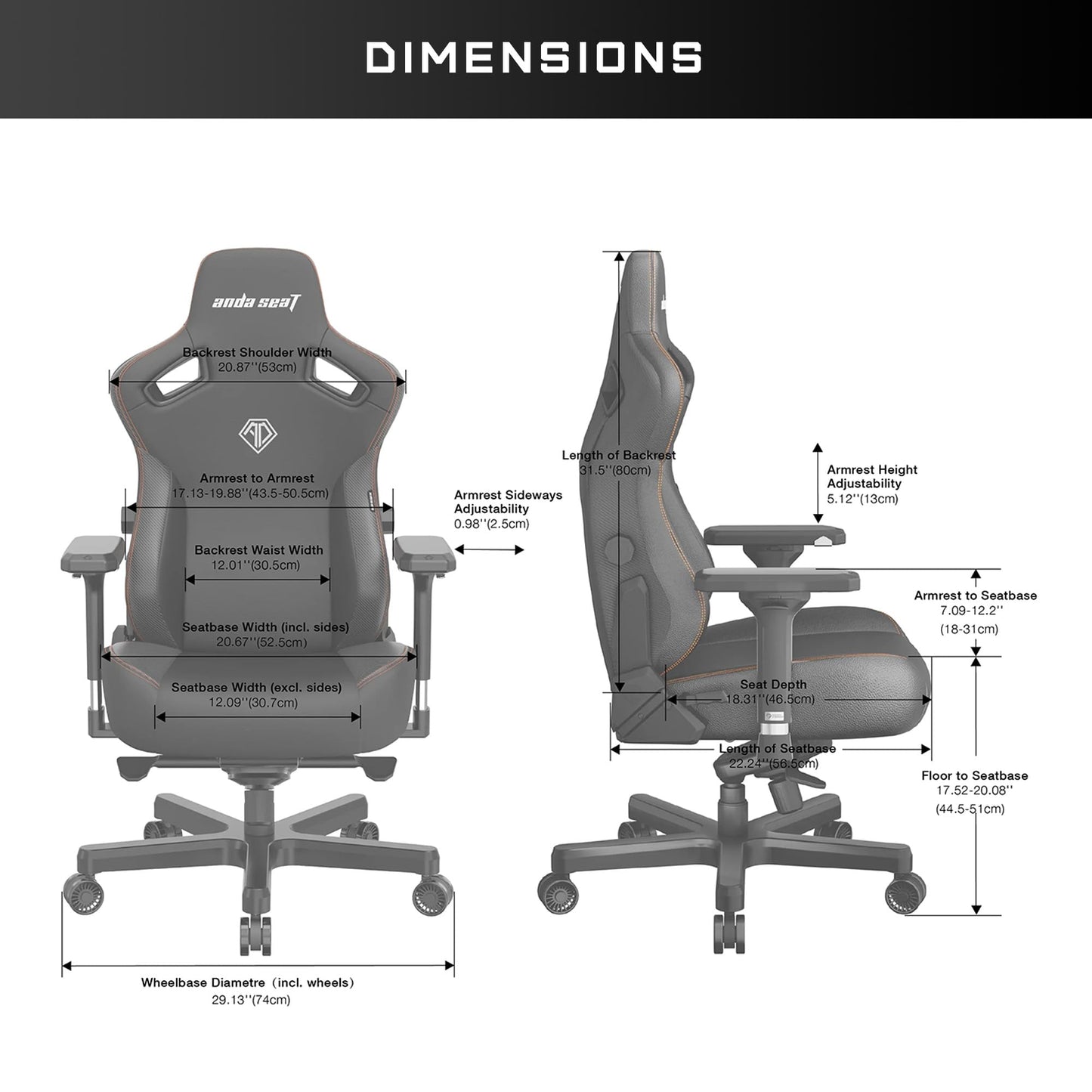 Anda Seat Kaiser 3 Large Gaming Chair for Adults - Ergonomic Brown PVC Leather Gaming Seat with Lumbar Support, Comfortable Office Chair with Neck Support - Heavy Duty Wide Computer Seat
