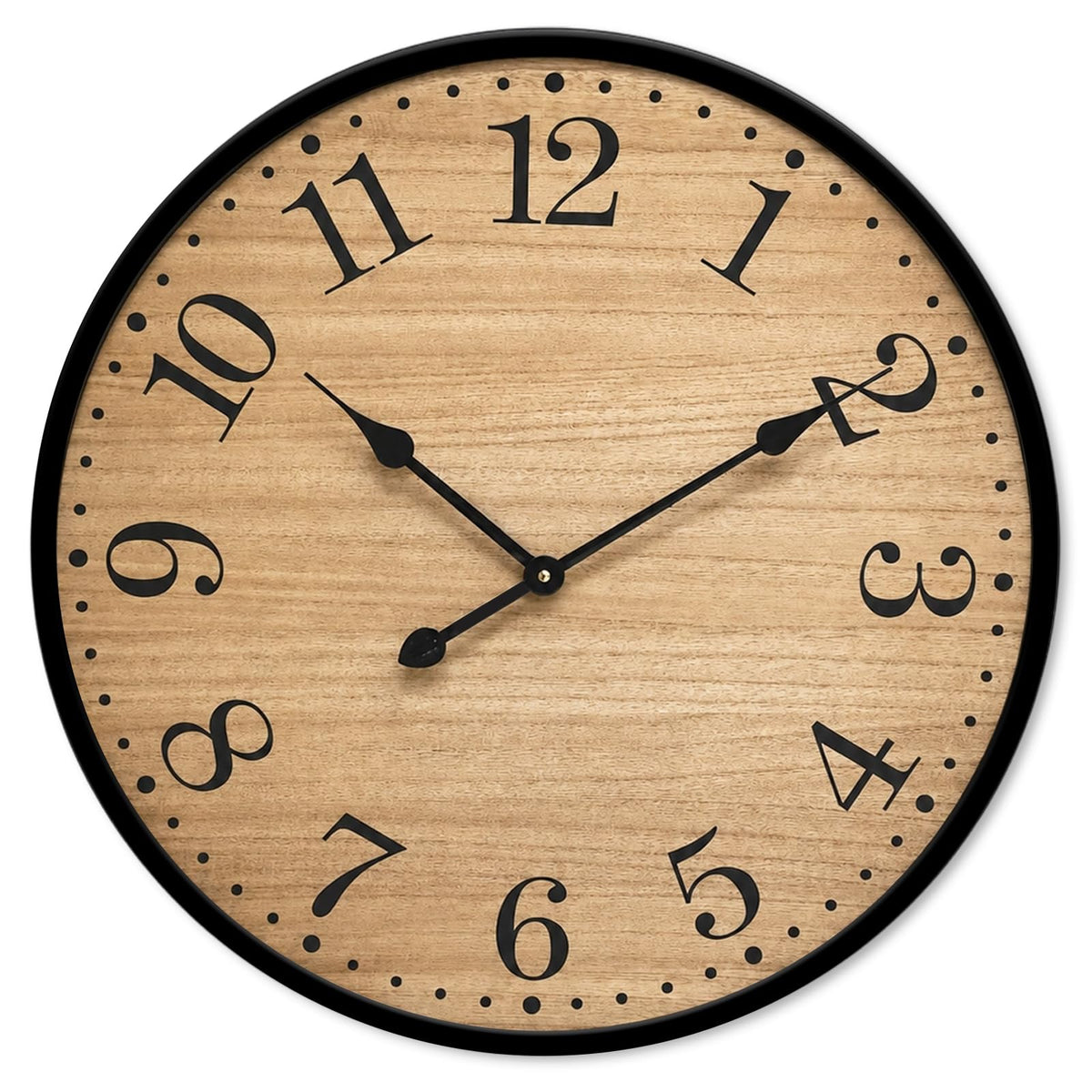 UPPER DECOR Rustic Farmhouse Wall Clocks for Living Room Decor, Large 24 inch Wall Clock with Dark Brown Wooden Face and Black Metal Frame, Silent Battery Operated for Kitchen Bedroom Entryway
