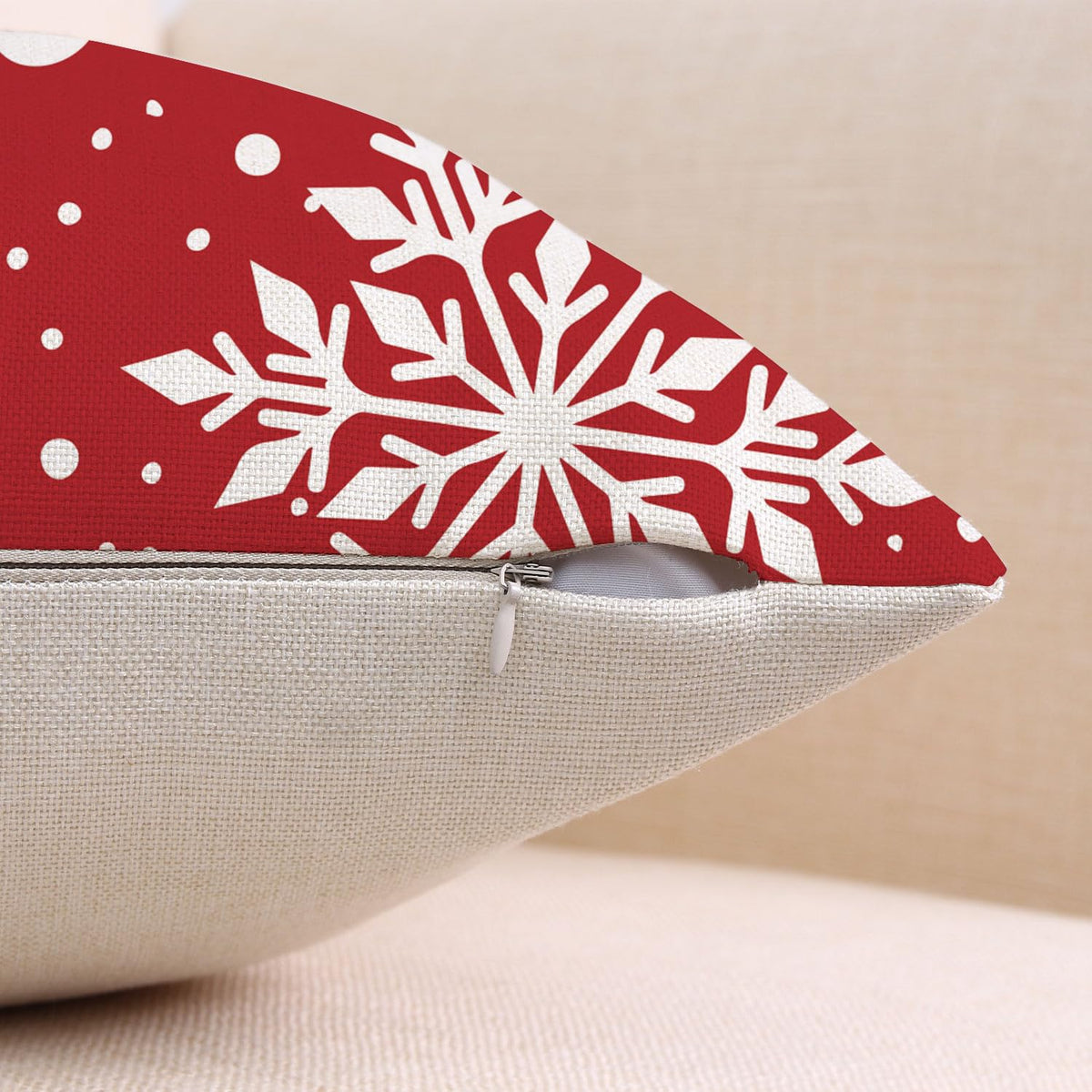 Gujiahone Green Christmas Pillow Covers 18x18 Inch Set of 2 Snowflakes Linen Square Winter Holiday Decoration Cushion Case for Sofa Couch Bed Living Room (Red)