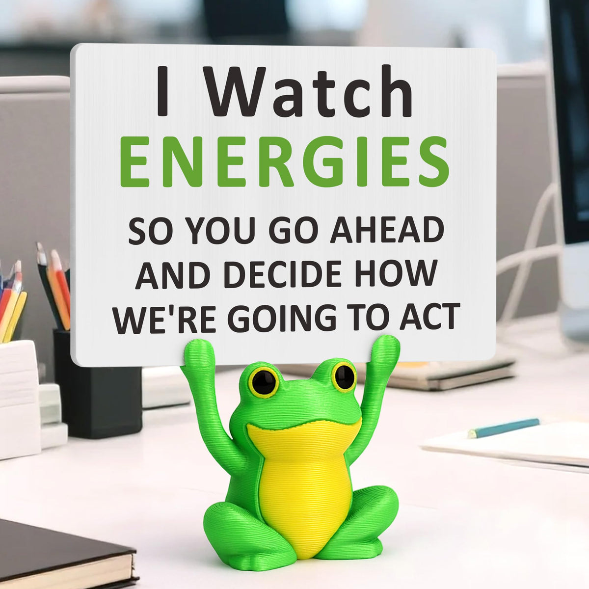 Positive Energy Inspirational Gifts for Women Best Friends, Funny Frog Desk Decor Sign, Emotional Support, Self Care, Stress Relief Gifts for Coworker Boss Workmates, Sassy Sarcastic Office Gift