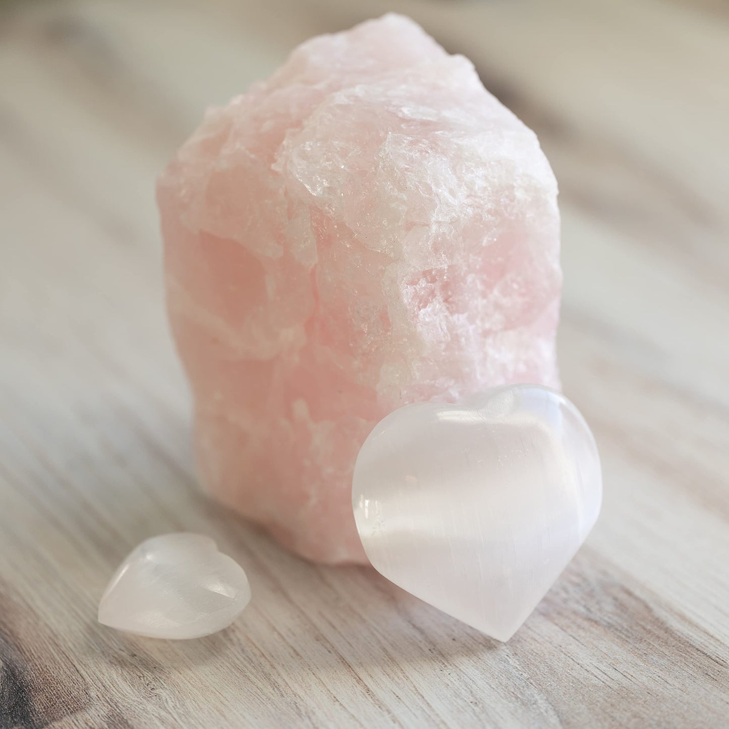 2 pc Selenite Heart Palm Stone, Heart Shaped Crystals and Healing Stones- Pocket Worry Stone for Anxiety and Stress Relief - Healing Crystals for Meditation, Reiki, Spiritual and Crystal Gifts