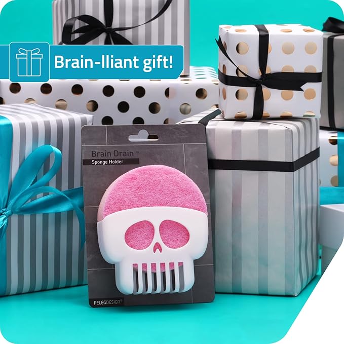 PELEG DESIGN Brain Drain White Skull Sponge Holder