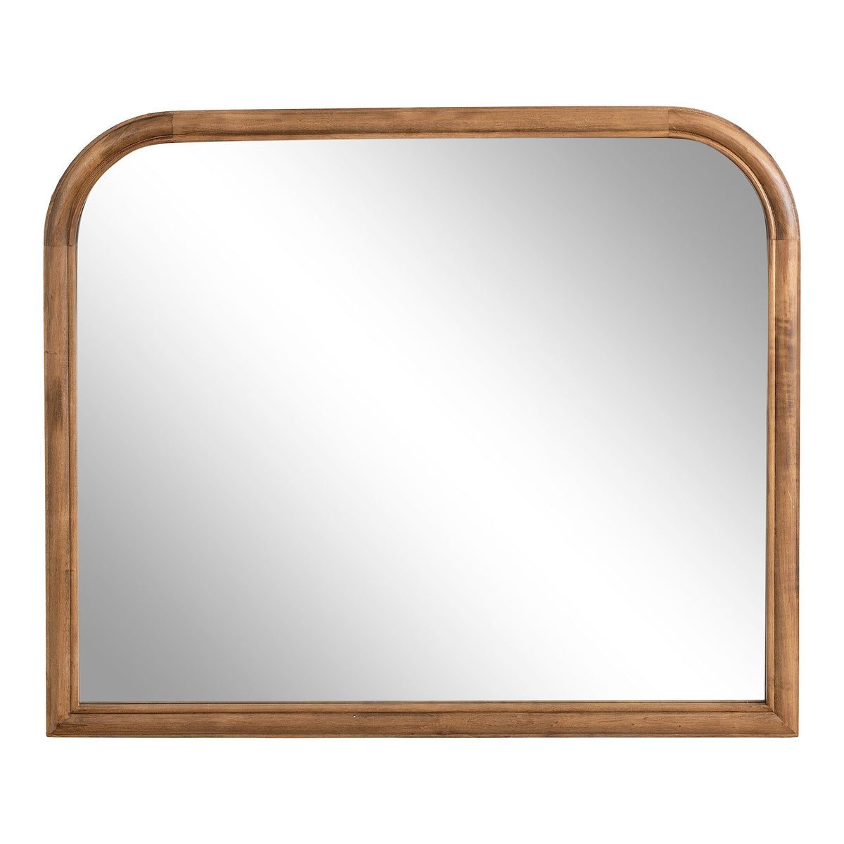 Kate and Laurel Glenby Transitional Wide Arch Wall Mirror, 34 x 28, Rustic Brown, Wooden Farmhouse Arched Bathroom Mirror with Rounded and Stepped Frame Profile
