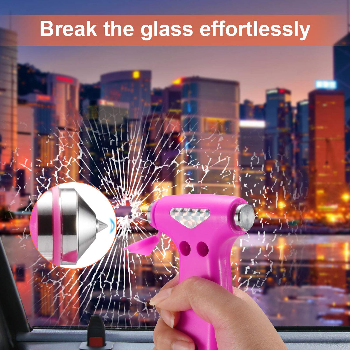 THINKWORK Car Safety Hammer for Teen Girl and Lady's Gifts, 2 Pack Three-in-One Emergency Escape Tool with Window Breaker and Seat Belt Cutter, Safety Emergency Car Escape Tool for Family, Children