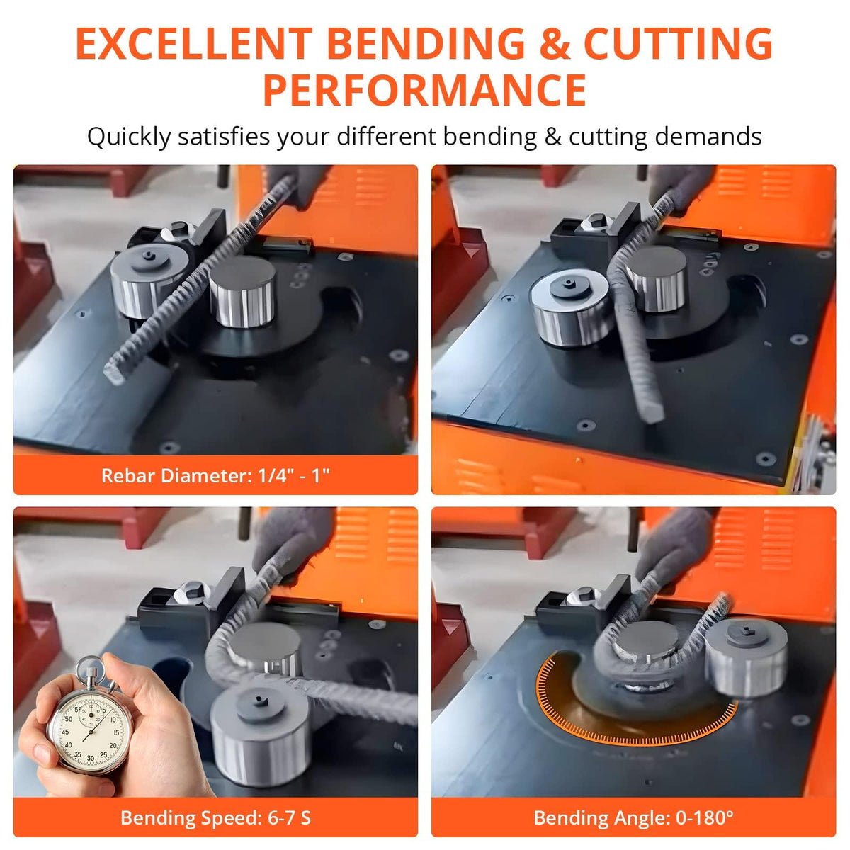 3000W Electric Rebar Bender, High-Speed Bending Machine, Accurate Portable Rebar Bender Tool for 1/4 inch to 1.3 inch Steel Bar with Foot Pedal