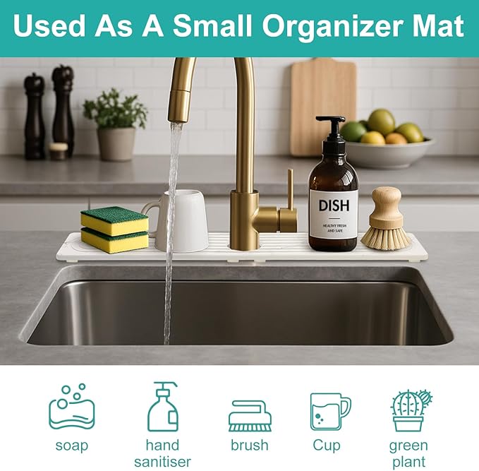 Drying Stone Faucet Mat for Kitchen Sink Trays Diatomite Quick Dry Around