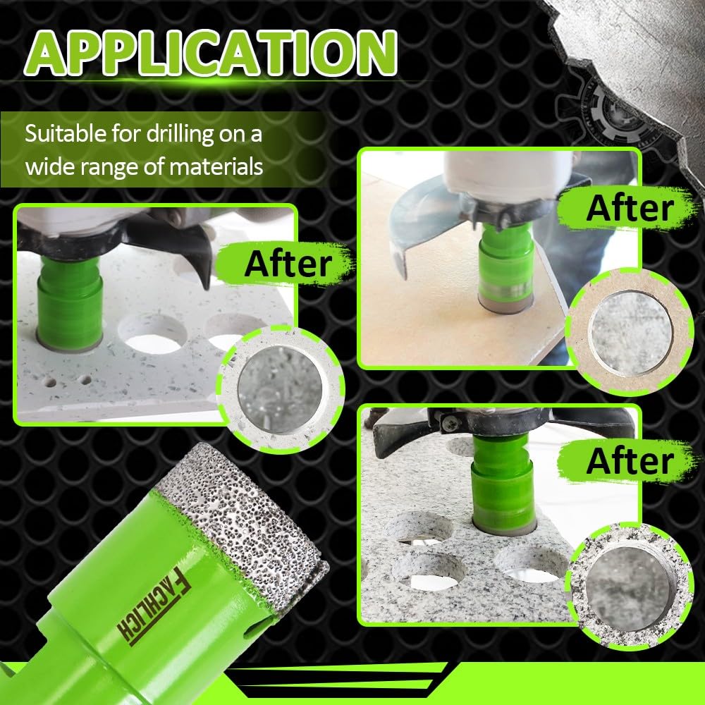 Tile Hole Saw Kit Diamond - (6/8/10/25/35/50/75/127mm Drill Bits+Finger Bit+Chamfer Bit+Adapter+Tile Blade) Diamond Hole Saw Kit for Porcelain Ceramic Marble Brick Granite,5/8"-11 Thread