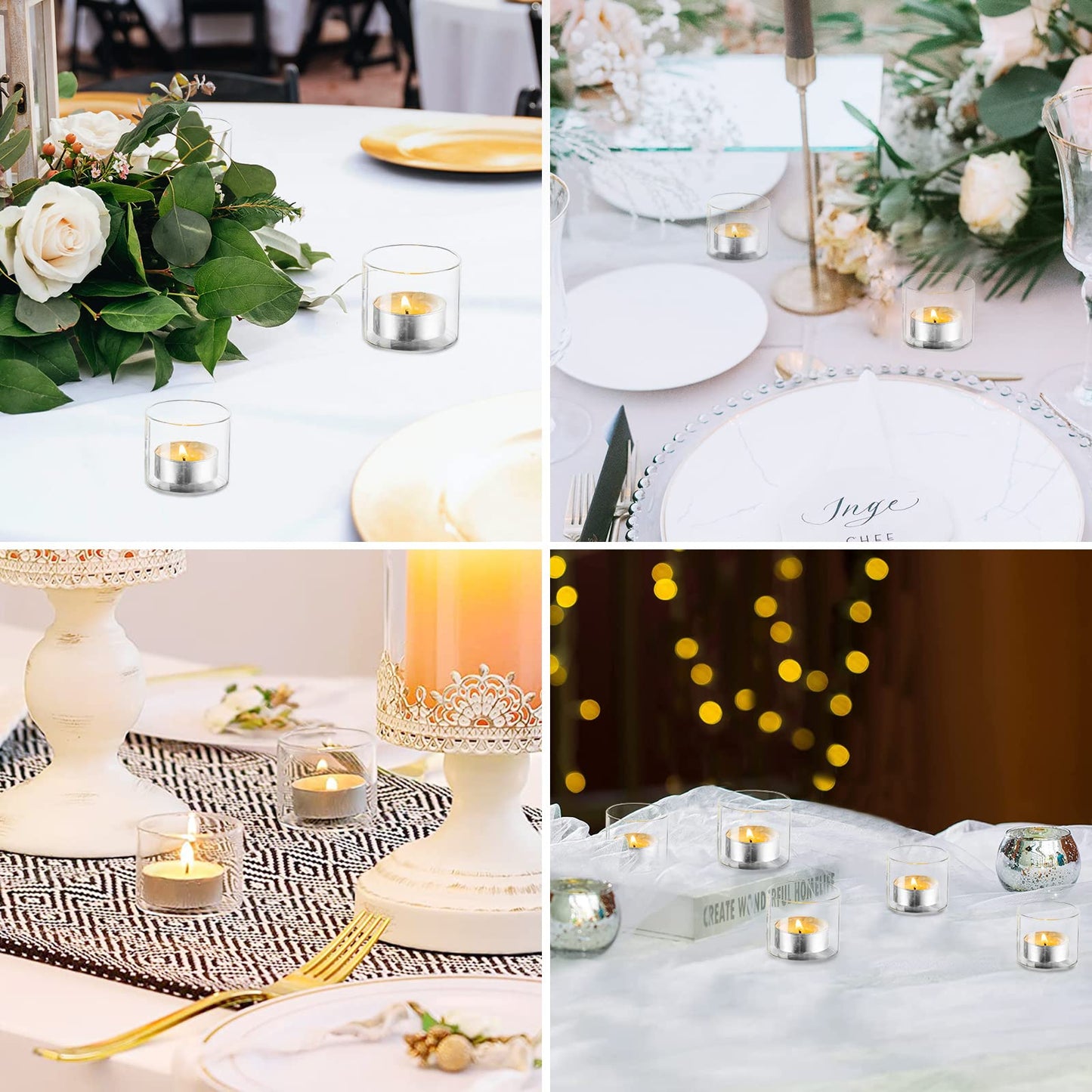 Votive Tea Light Candle Holders - Mini Clear Glass Tealight Holder as Candlelit Dinner Party Events Birthday Wedding Reception Centerpiece Decor Accessories, 10pcs+Extra 2