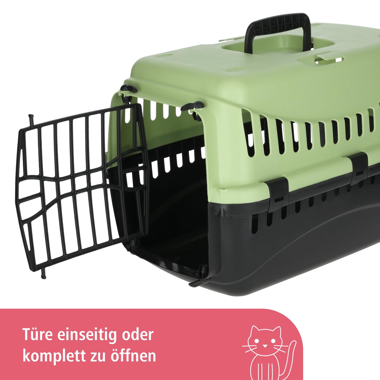 Kerbl Transport Box Expedion with Plastic Door, 45x 30 x 30 cm, Green/ Dark Grey