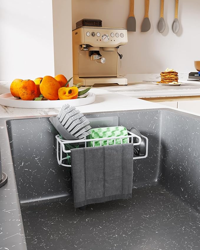 HapiRm Sponge Holder for Kitchen Sink, No Drill Kitchen Sink Caddy Organizer