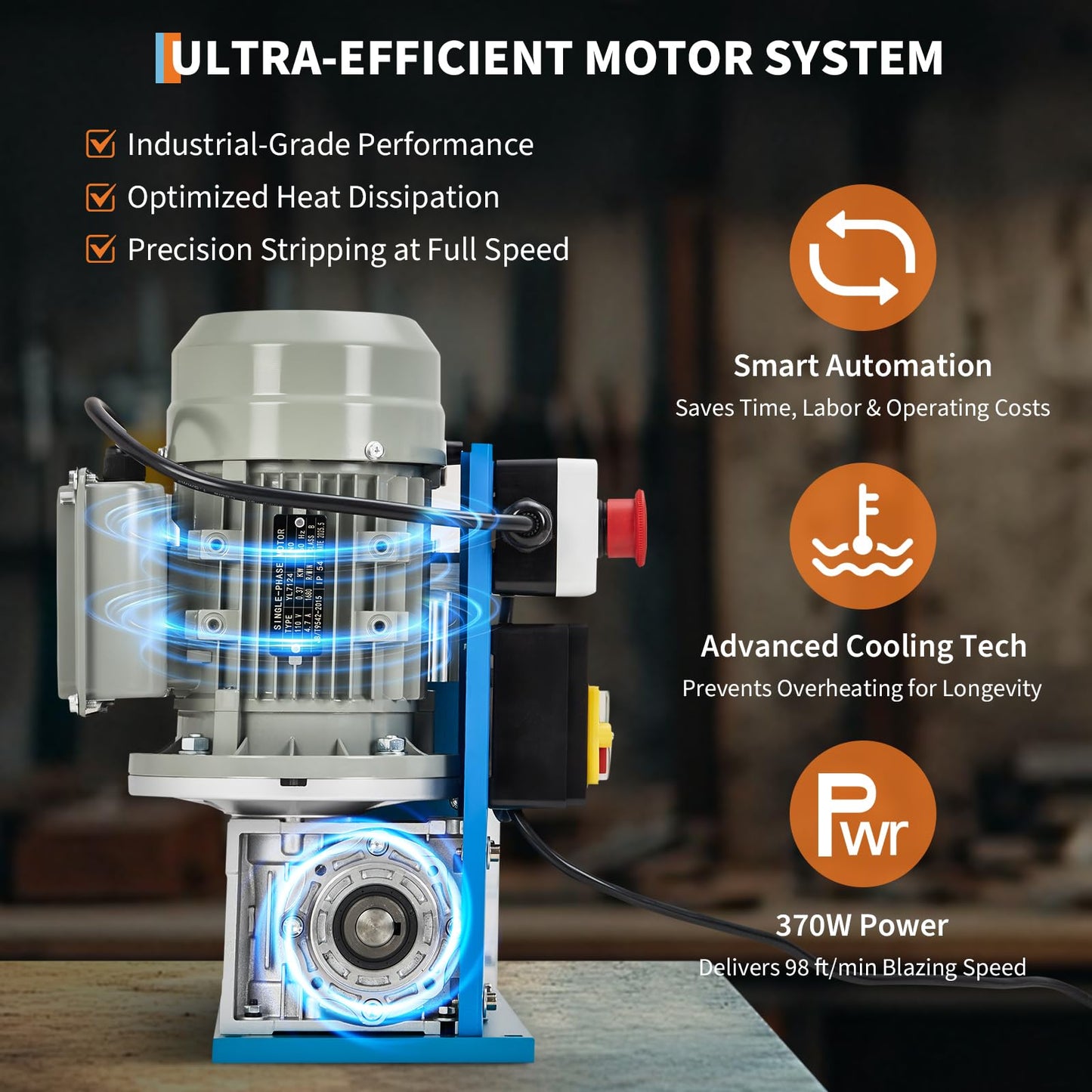 Wire Stripper Machine, 0.06" - 1.5" Automatic Wire Stripper,75 Feet/Minute, 370w 11 Channels 10 Blades with Manual Hand Cranked Industrial for Recycling Copper